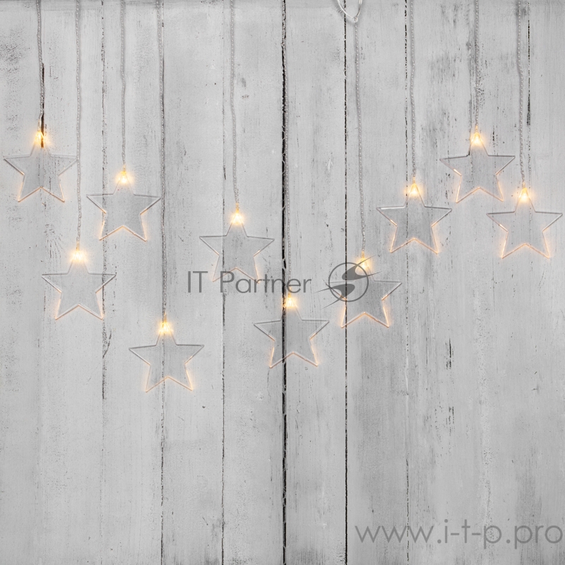 Гирлянда светодиодная «Звезды» 1,5х0,6 м, прозрачный провод, теплый белый свет свечения NEON-NIGHT