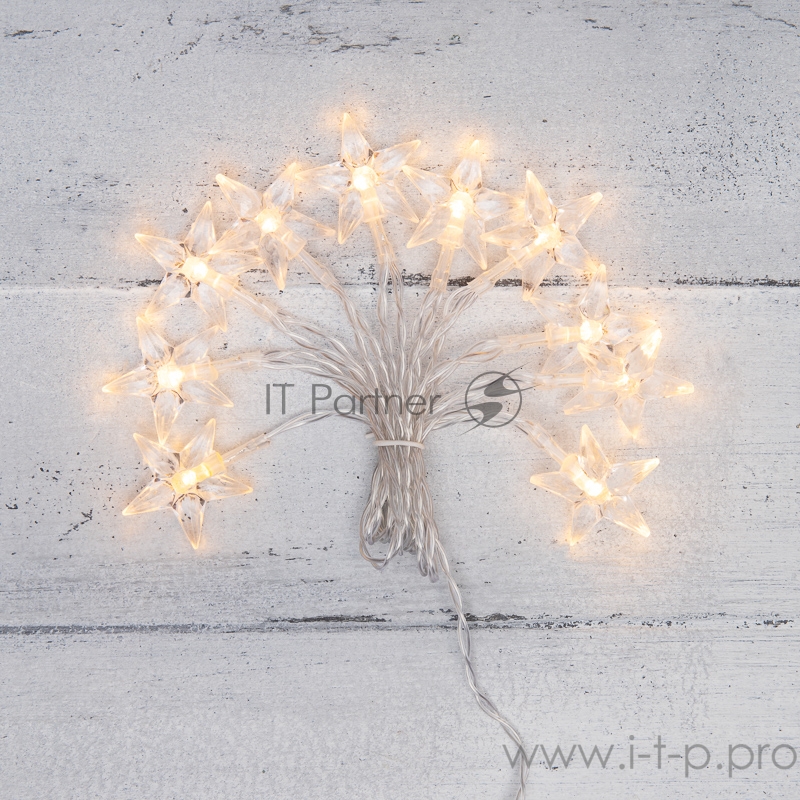 Гирлянда светодиодная «Звездочки» 1.5 м, 10 LED, прозрачный ПВХ, цвет свечения теплый белый, 2 х АА (батарейки не в комплекте) NEON-NIGHT