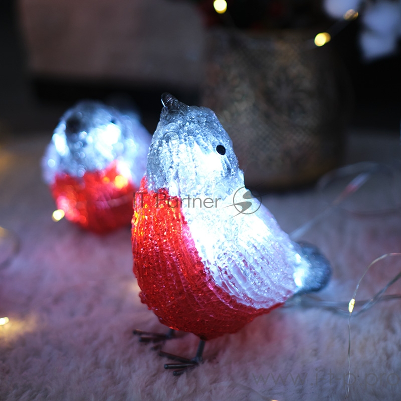 Акриловая светодиодная фигура «Семья снегирей» 16х9х13 см, 40 LED, IP65, понижающий трансформатор в комплекте NEON-NIGHT