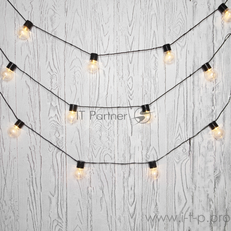 Лофт-гирлянда светодиодная 5 м, черный ПВХ, 20 LED, теплое белое свечение NEON-NIGHT