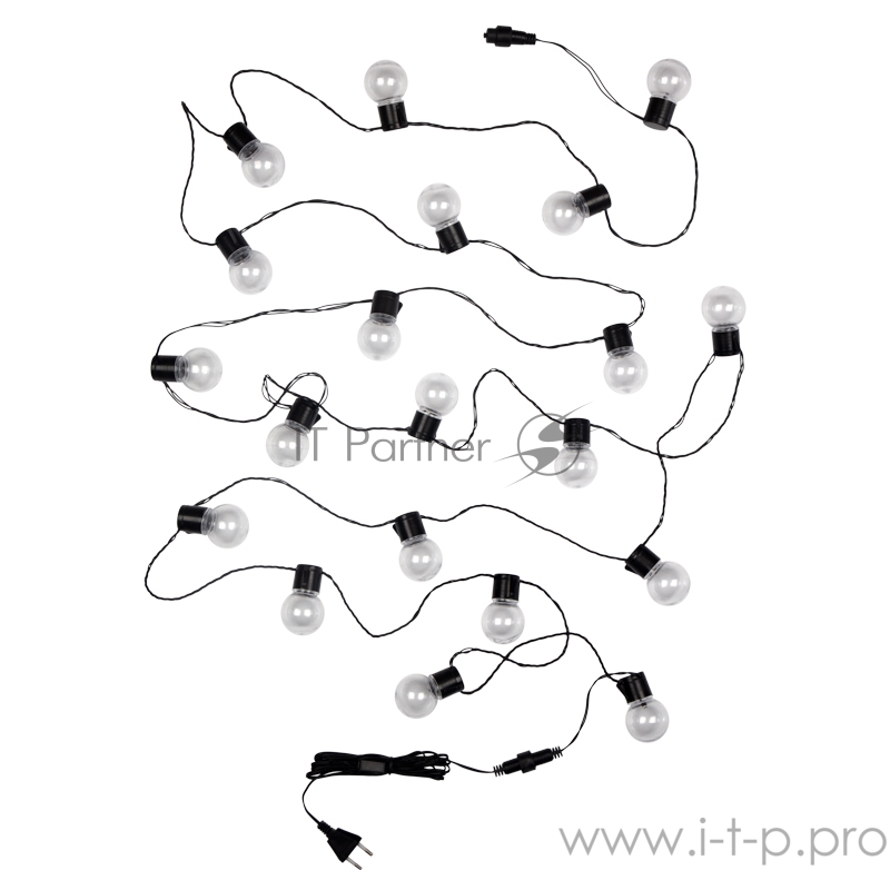 Лофт-гирлянда светодиодная 5 м, черный ПВХ, 20 LED, теплое белое свечение NEON-NIGHT