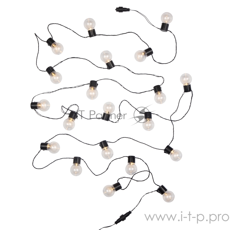 Лофт-гирлянда светодиодная 5 м, черный ПВХ, 20 LED, теплое белое свечение NEON-NIGHT