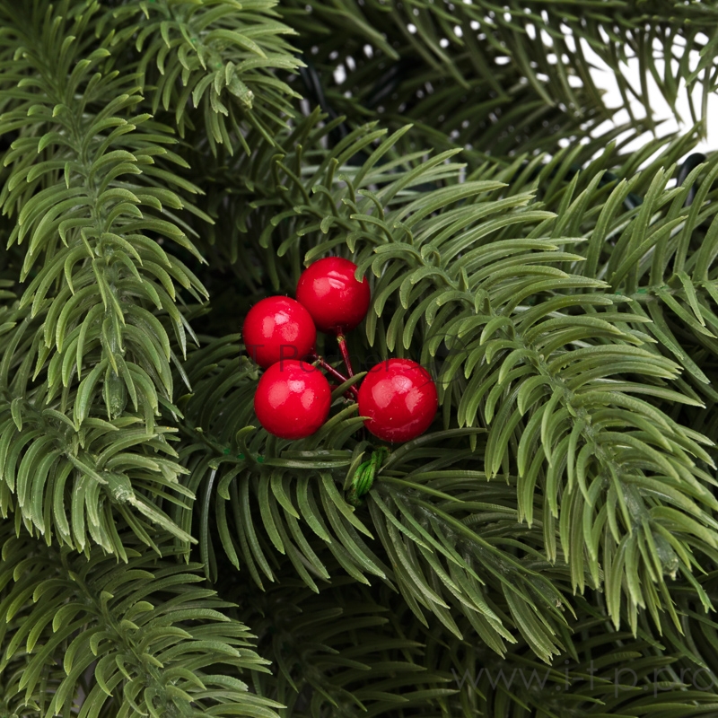 Еловый венок с ягодами и гирляндой NEON-NIGHT Ø 45 см, 20 LED, 2 х АА, литой, теплое белое свечение