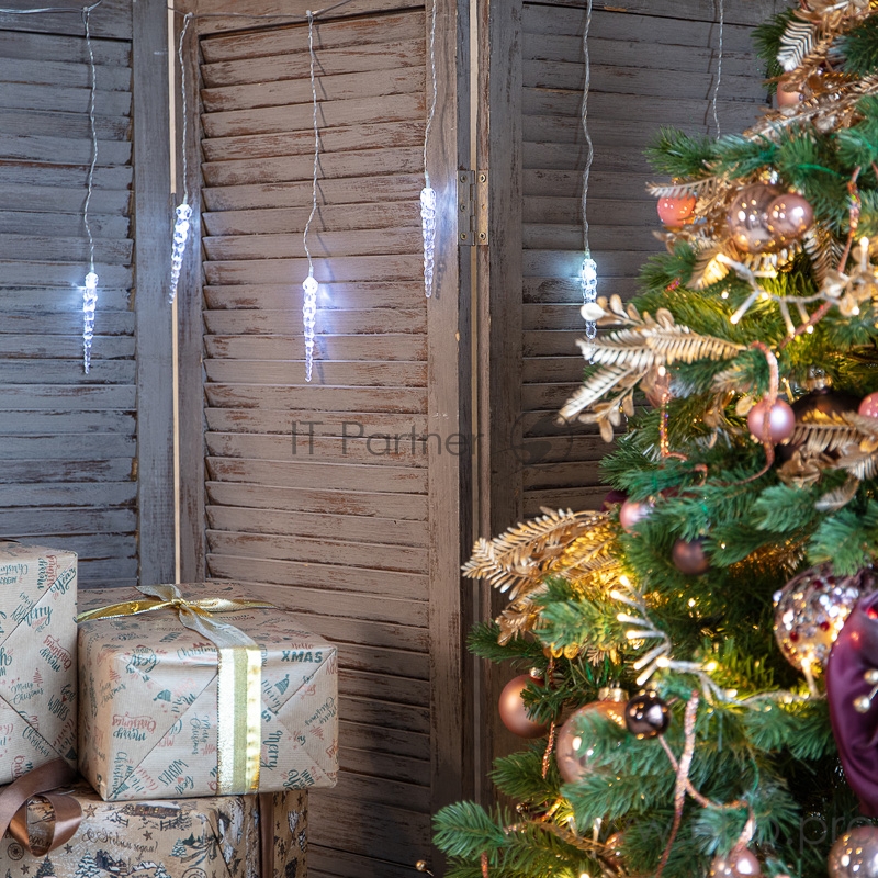 Гирлянда светодиодная «Сосульки» 1.5 м, 10 LED, прозрачный ПВХ, цвет свечения белый, 2 х АА (батарейки не в комплекте) NEON-NIGHT