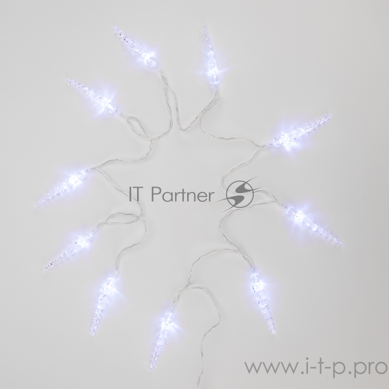 Гирлянда светодиодная «Сосульки» 1.5 м, 10 LED, прозрачный ПВХ, цвет свечения белый, 2 х АА (батарейки не в комплекте) NEON-NIGHT