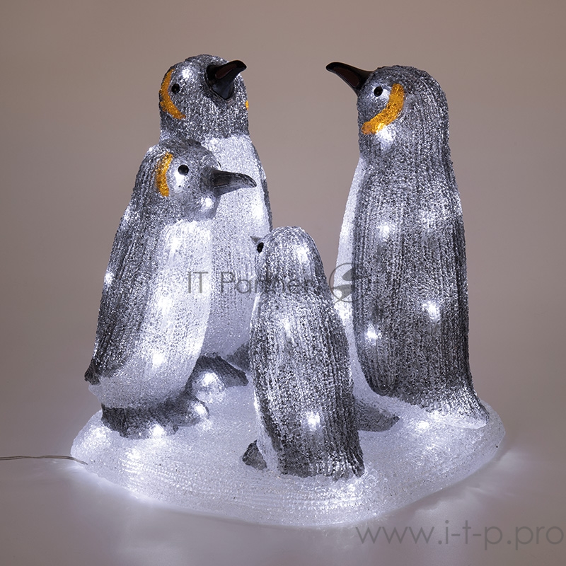 Акриловая светодиодная фигура «Семья пингвинов» 40х33х36 см, 80 светодиодов, IP65, понижающий трансформатор в комплекте NEON-NIGHT
