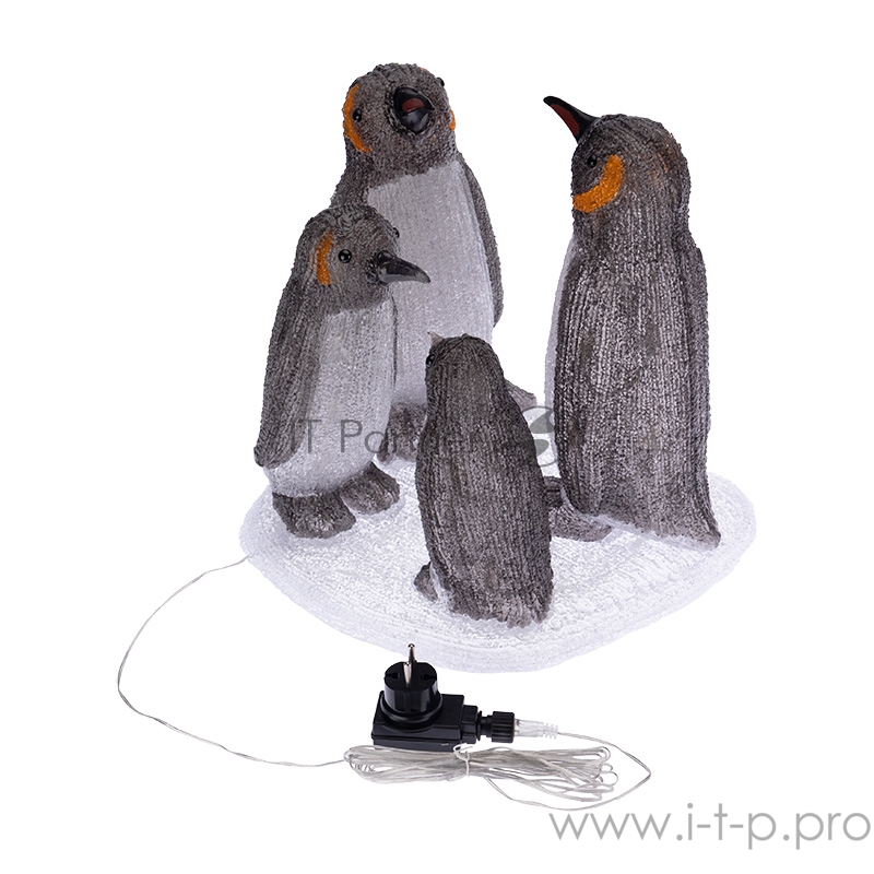 Акриловая светодиодная фигура «Семья пингвинов» 40х33х36 см, 80 светодиодов, IP65, понижающий трансформатор в комплекте NEON-NIGHT