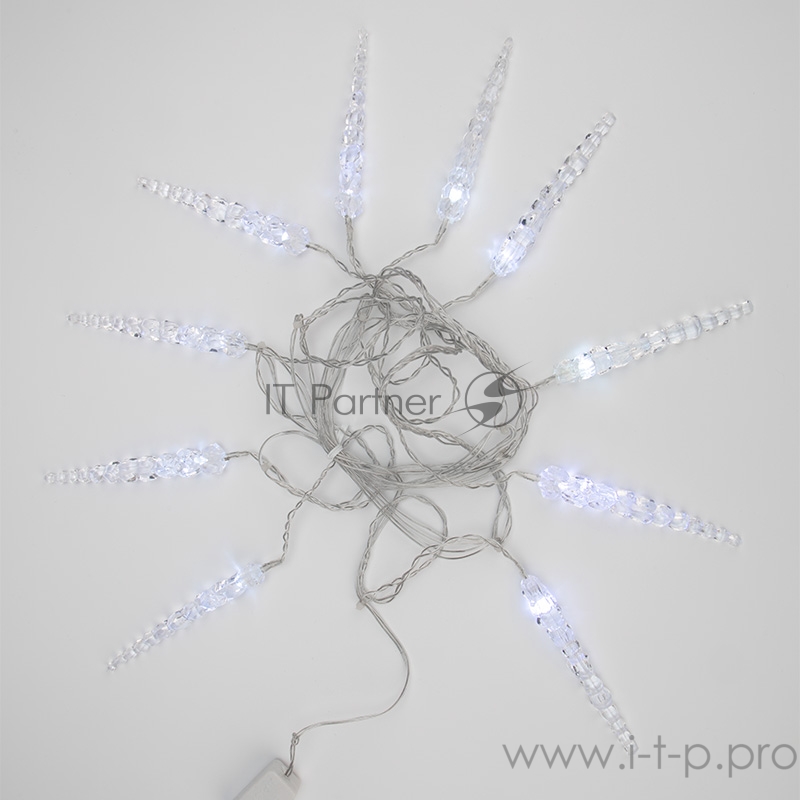 Гирлянда «Сосульки» 1,5х0,25 м, прозрачный провод, белый цвет свечения NEON-NIGHT