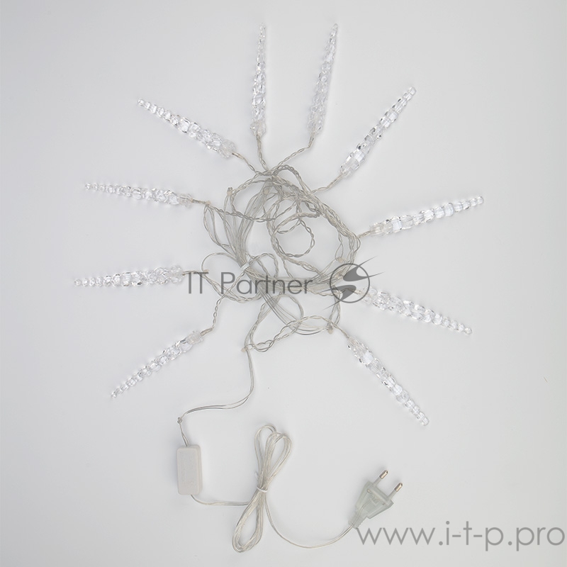 Гирлянда «Сосульки» 1,5х0,25 м, прозрачный провод, белый цвет свечения NEON-NIGHT