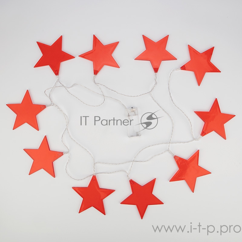 Гирлянда светодиодная «Звездопад» красная 10 LED, 2,25 м, прозрачный ПВХ, теплый белый свет свечения, 2 х АА (батарейки не в комплекте) NEON-NIGHT