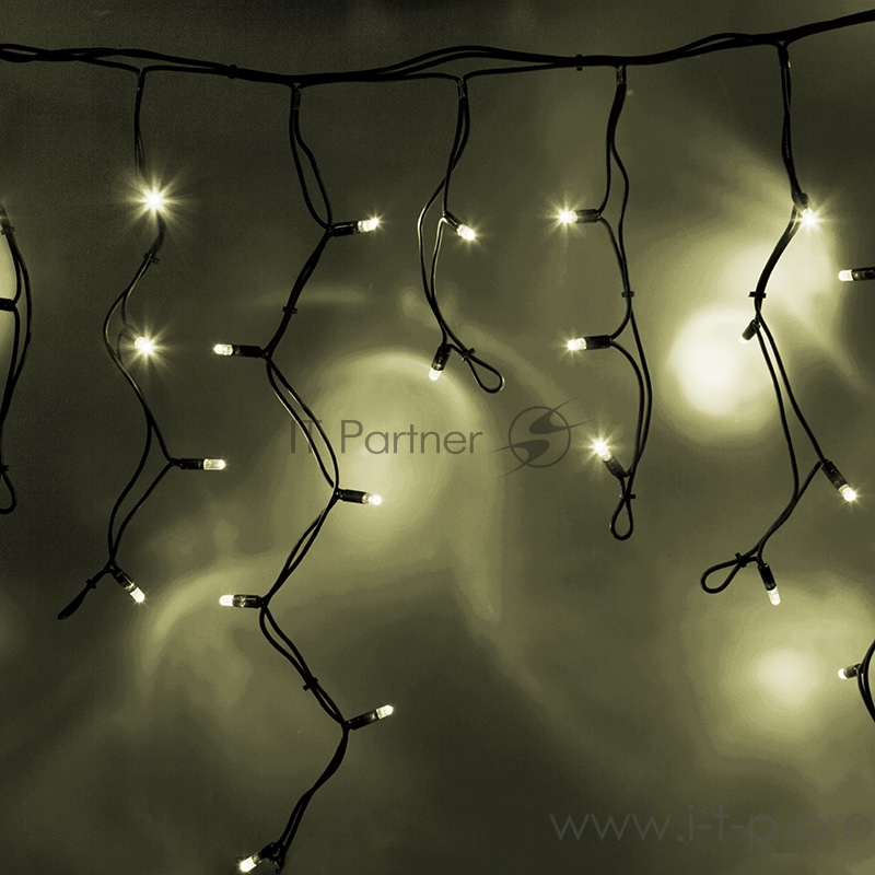 Гирлянда Айсикл (бахрома) светодиодный, 5,6 х 0,9 м, с эффектом мерцания,черный провод КАУЧУК, 230 В, диоды ТЕПЛЫЙ БЕЛЫЙ, 240 LED NEON-NIGHT