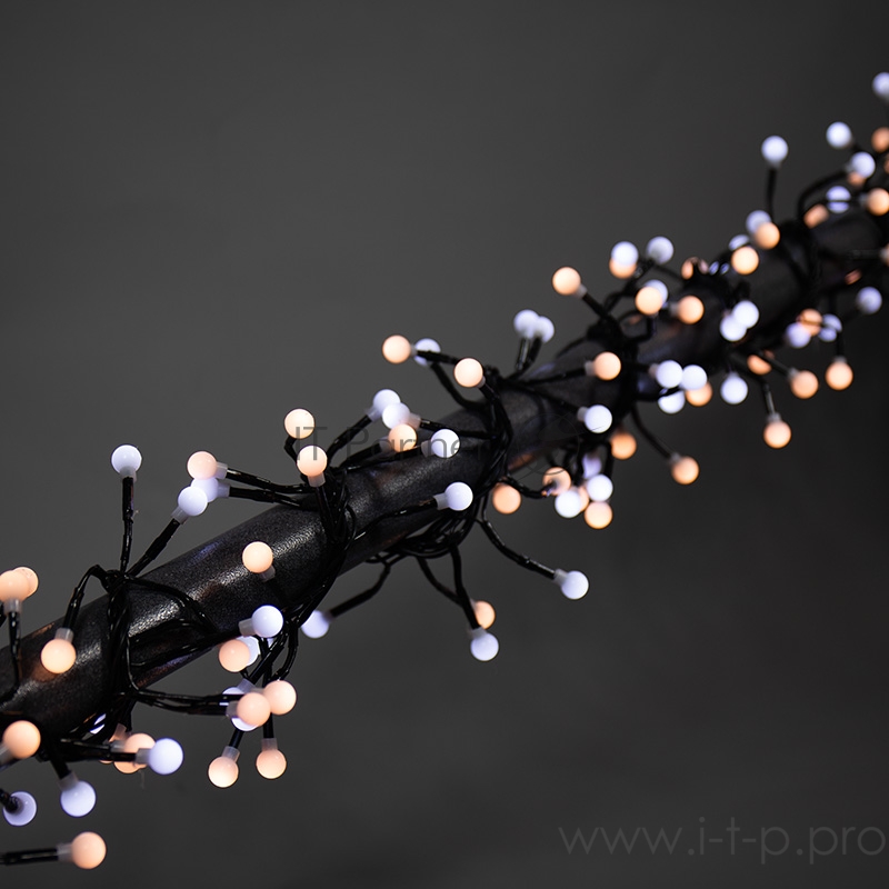 Гирлянда «Мишура LED» 3 м, темно-зеленый ПВХ, 288 диодов, цвет белый + теплый белый