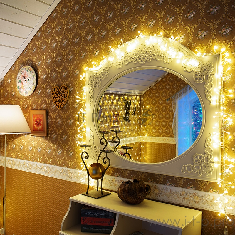 Гирлянда Мишура LED 3 м прозрачный ПВХ, 288 диодов, цвет желтый