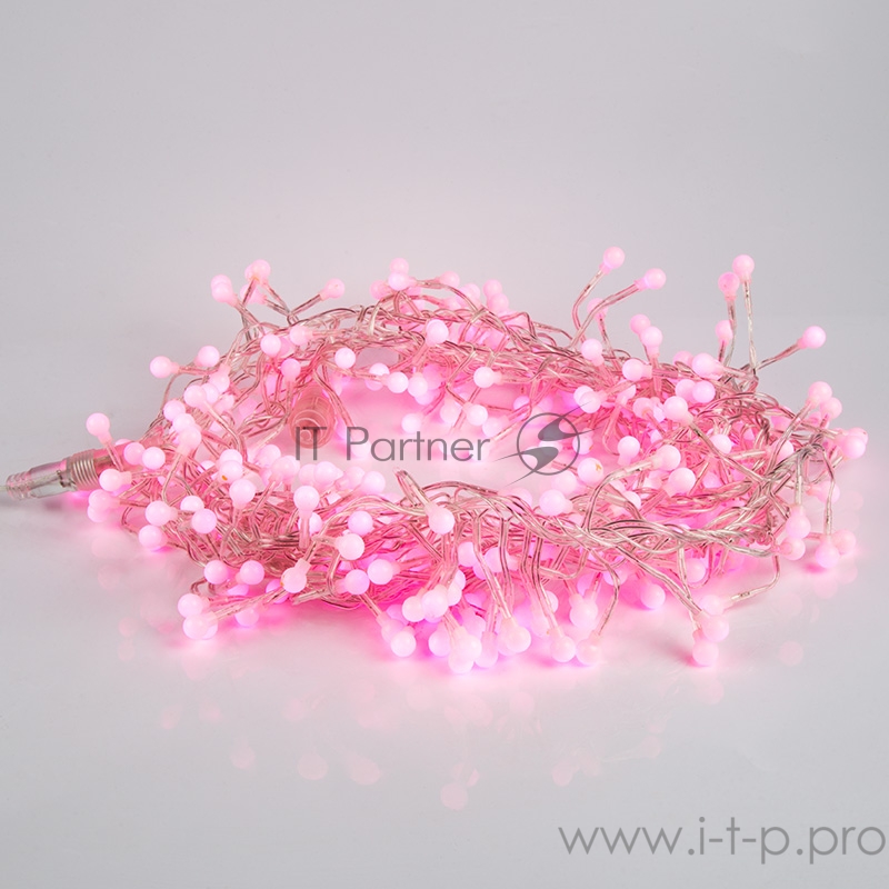 Гирлянда Мишура LED 6 м прозрачный ПВХ, 576 диодов, цвет розовый