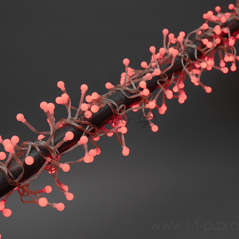 Гирлянда Мишура LED 3 м прозрачный ПВХ, 288 диодов, цвет красный