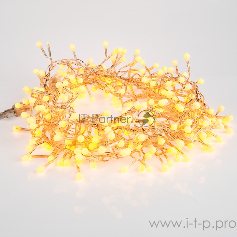 Гирлянда Мишура LED 3 м прозрачный ПВХ, 288 диодов, цвет ТЕПЛЫЙ БЕЛЫЙ