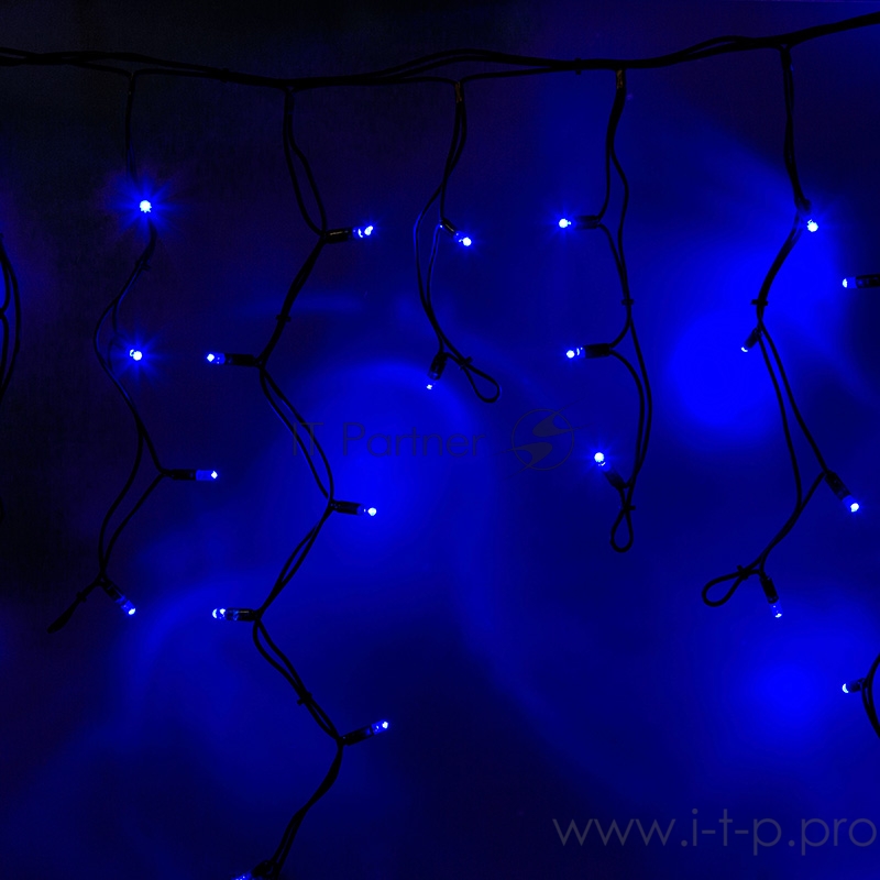 Гирлянда Айсикл (бахрома) светодиодный, 5,6 х 0,9 м, с эффектом мерцания,черный провод КАУЧУК, 230 В, диоды синие, 240 LED NEON-NIGHT