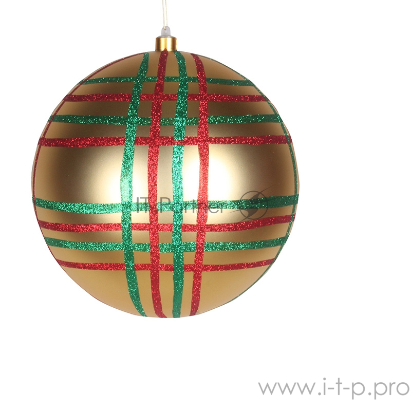 Елочная фигура Шар в клетку 25 см, цвет золотой мульти