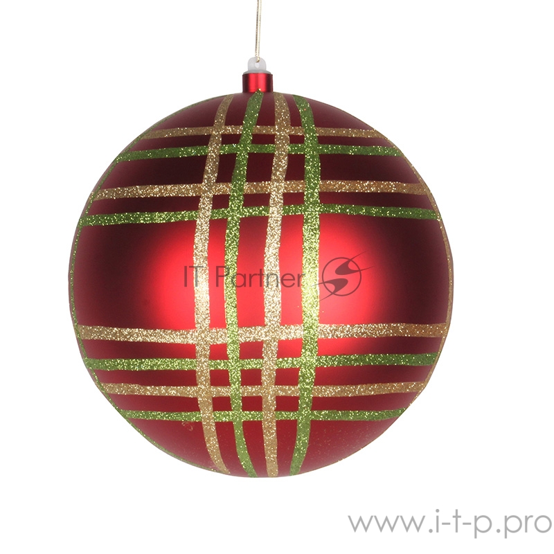 Елочная фигура Шар в клетку 25 см, цвет красный мульти