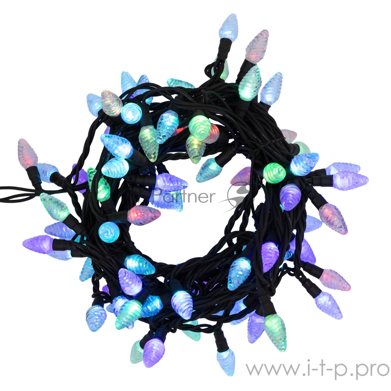 Гирлянда Мультишишки 10 м, черный Каучук, 80 диодов, цвет RGB