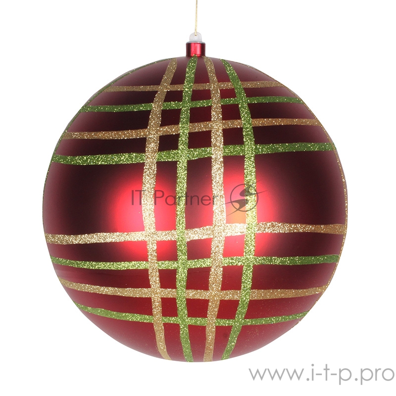 Елочная фигура Шар в клетку 30 см, цвет красный мульти