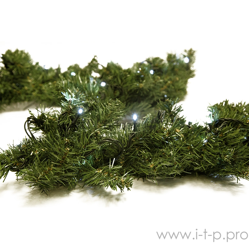 Еловый шлейф искуственный 2,7 м Теплое белое свечение 80 LED