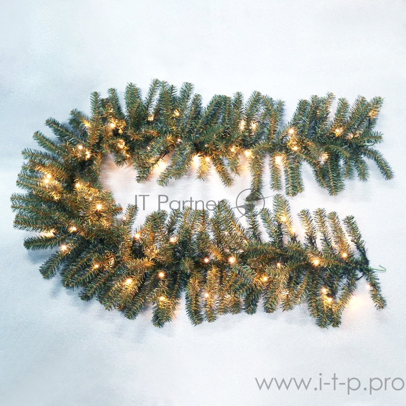 Еловый шлейф искусственный 2,7 м Теплое белое свечение 80 LED