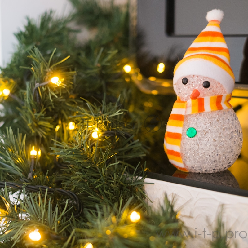 Еловый шлейф искусственный 2,7 м Теплое белое свечение 80 LED