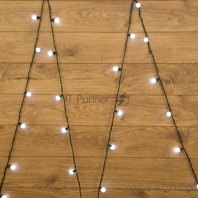 Гирлянда Шарики Ø25 мм 5м, темно-зеленый ПВХ, 25 диодов, цвет Белый, Без контроллера