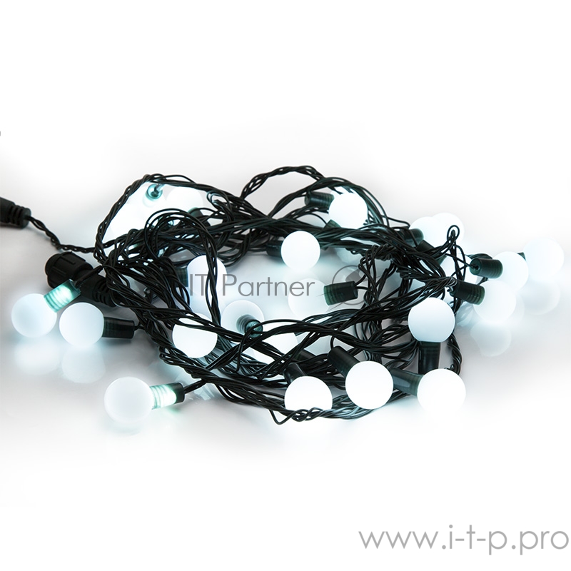 Гирлянда Шарики Ø25 мм 5м, темно-зеленый ПВХ, 25 диодов, цвет Белый, Без контроллера