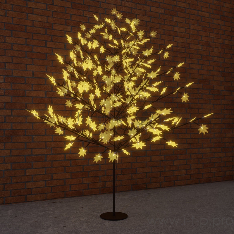 Светодиодное дерево Клён, высота 2,1м, диаметр кроны 1,8м, желтые светодиоды, IP 65, понижающий трансформатор в комплекте, NEON-NIGHT