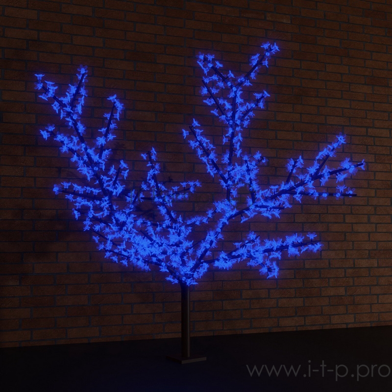 Светодиодное дерево Сакура, высота 2,4м, диаметр кроны 2,0м, синие светодиоды, IP 65, понижающий трансформатор в комплекте, NEON-NIGHT