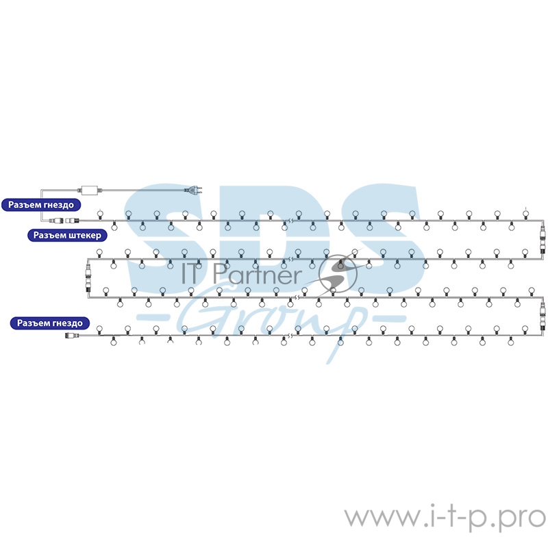 Гирлянда Мультишарики Ø13 мм, 20 м, черный ПВХ, 200 диодов, цвет RGB