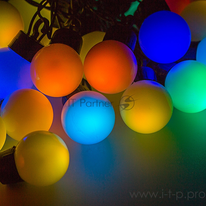 Гирлянда Мультишарики Ø38 мм, 10 м, черный ПВХ, 40 диодов, цвет RGB