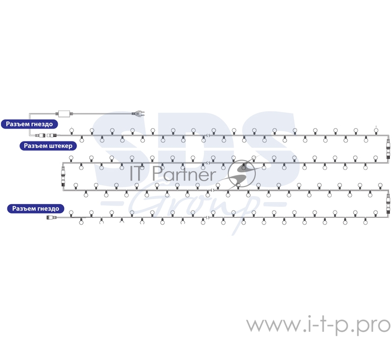 Гирлянда Мультишарики 17,5мм, Ø23мм, Ø17,5мм, Ø45мм 10м черный ПВХ, 80 диодов, цвет RGB