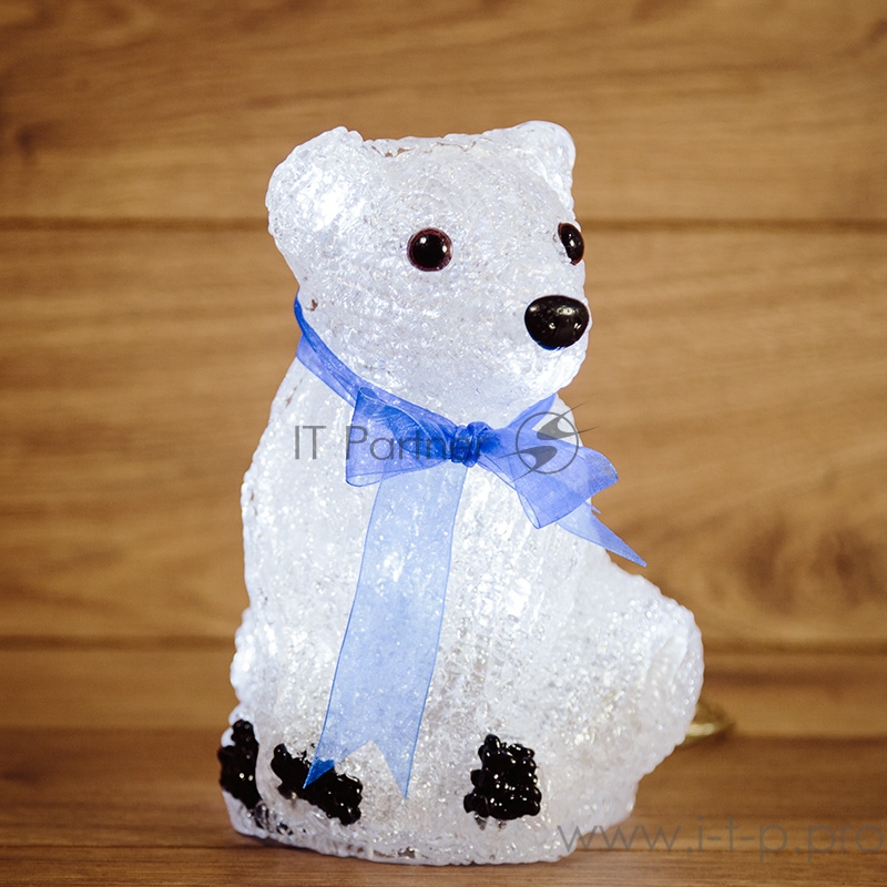 Акриловая светодиодная фигура Белый мишка 20 см, 4,5 В, 3 батарейки AA (не входят в комплект), 20 светодиодов, NEON-NIGHT