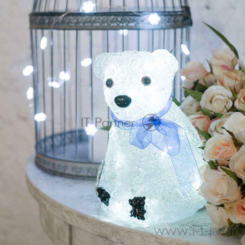 Акриловая светодиодная фигура Белый мишка 20 см, 4,5 В, 3 батарейки AA (не входят в комплект), 20 светодиодов, NEON-NIGHT