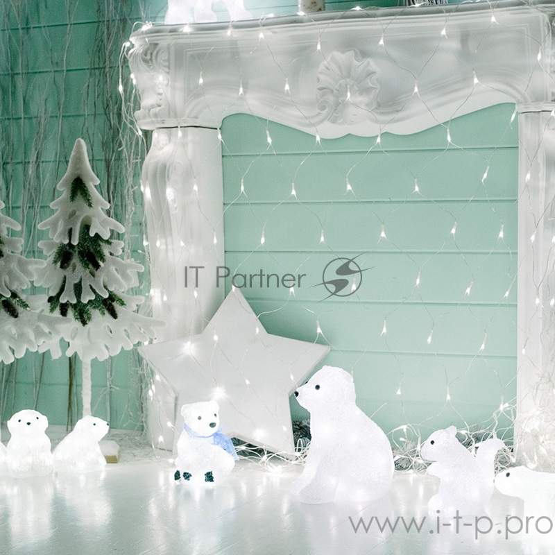 Акриловая светодиодная фигура Белый мишка 20 см, 4,5 В, 3 батарейки AA (не входят в комплект), 20 светодиодов, NEON-NIGHT