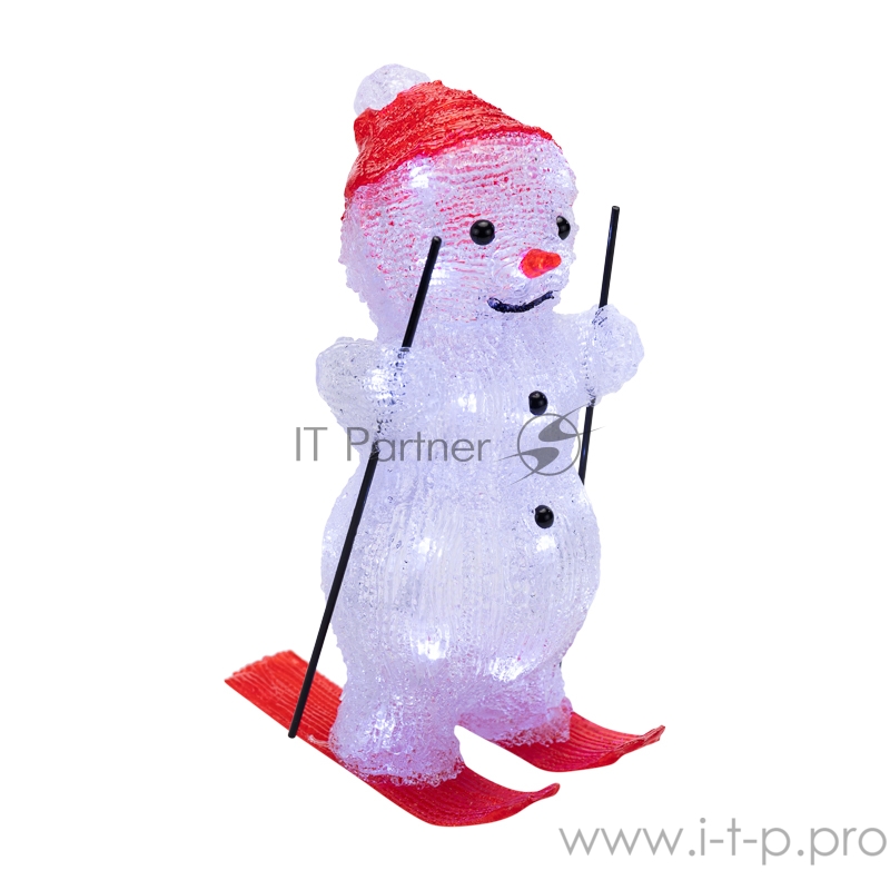 Акриловая светодиодная фигура «Снеговик на лыжах» 16х20х29 см, 30 светодиодов, батарейки 3хАА (не входят в комплект) NEON-NIGHT