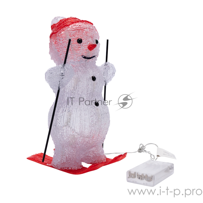 Акриловая светодиодная фигура «Снеговик на лыжах» 16х20х29 см, 30 светодиодов, батарейки 3хАА (не входят в комплект) NEON-NIGHT