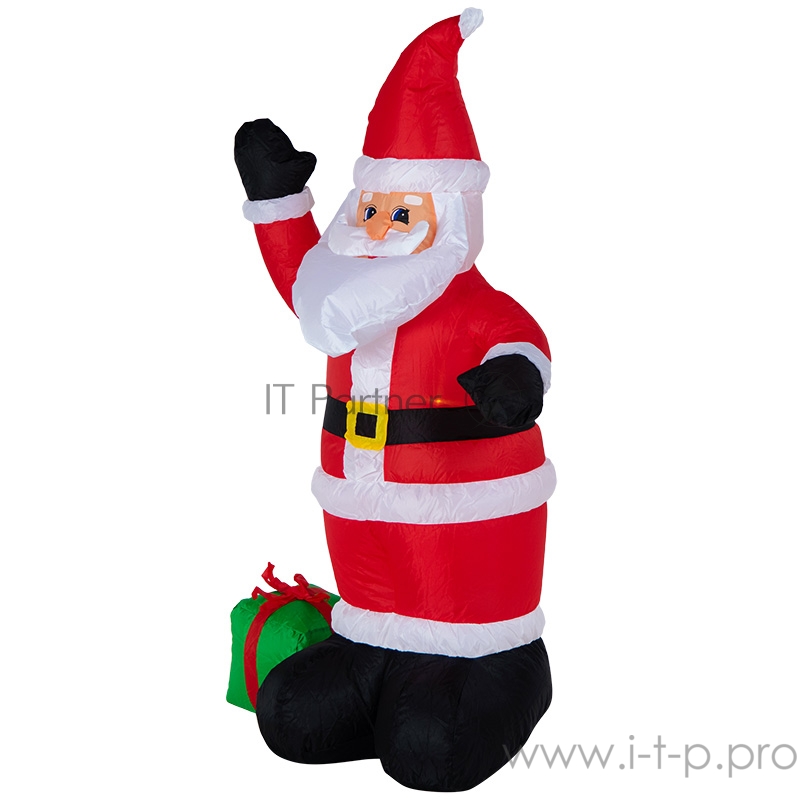 3D фигура надувная Дед Мороз с подарком, размер 120 см, внутренняя подсветка 3 LED, компрессор с адаптером 12В, IP 65 NEON-NIGHT