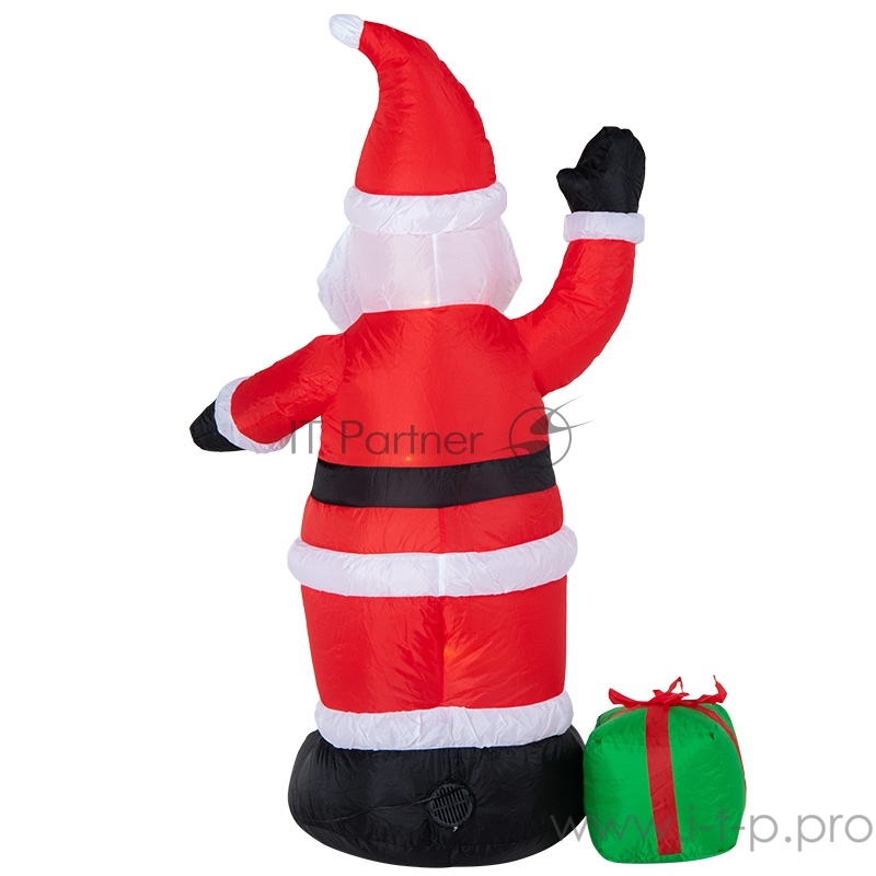 3D фигура надувная Дед Мороз с подарком, размер 120 см, внутренняя подсветка 3 LED, компрессор с адаптером 12В, IP 65 NEON-NIGHT