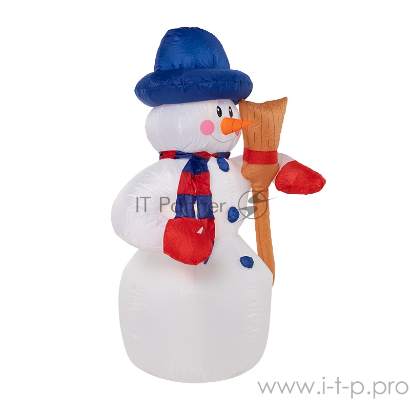 3D фигура надувная Снеговик с метлой, размер 120 см, внутренняя подсветка 3 LED, компрессор с адаптером 12В, IP 65 NEON-NIGHT
