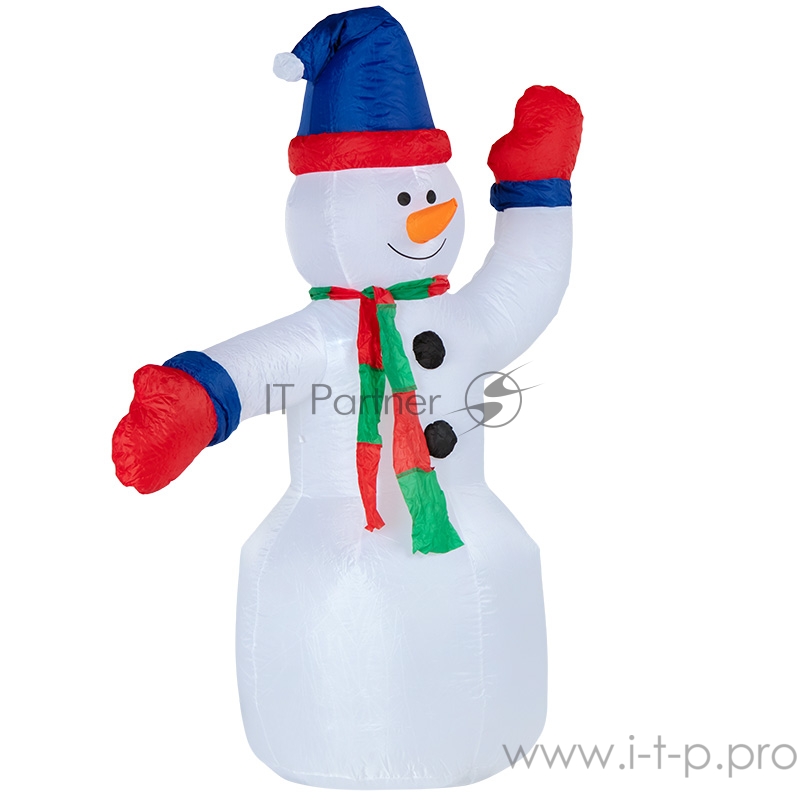 3D фигура надувная Снеговик с шарфом, размер 180 см, внутренняя подсветка 2 LED, компрессор с адаптером 12В, IP 65 NEON-NIGHT