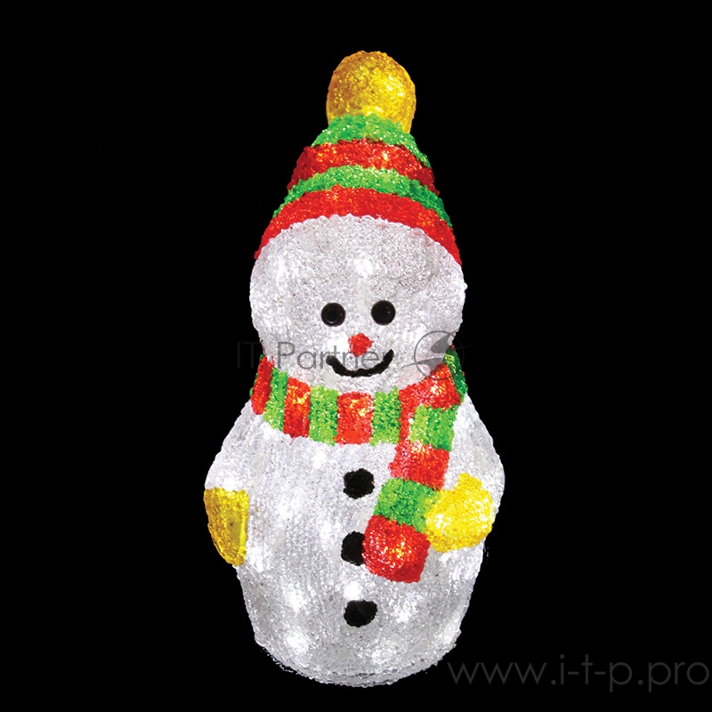 Акриловая светодиодная фигура Снеговик с шарфом 30 см, 40 светодиодов, IP 65, понижающий трансформатор в комплекте, NEON-NIGHT