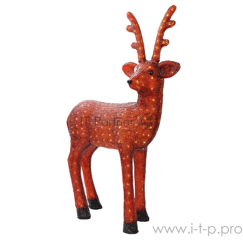 Акриловая светодиодная фигура Бурый олень 100 см, 380 светодиодов, IP 65, понижающий трансформатор в комплекте, NEON-NIGHT