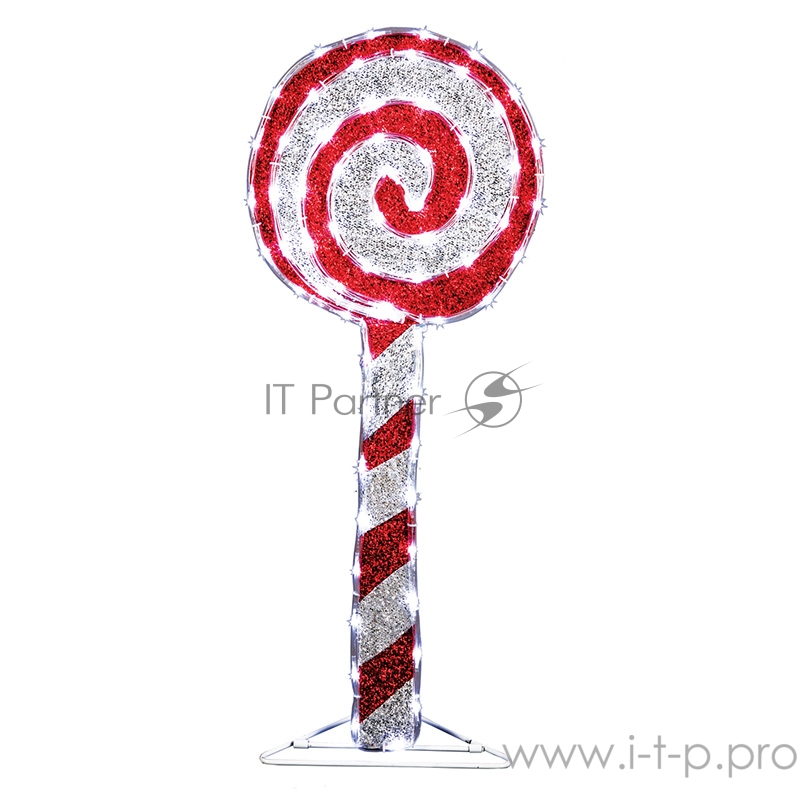 Фигура Леденец бархатная, с постоянным свечением, размеры 75 см (65 ТЕПЛО-БЕЛЫХ светодиодов)