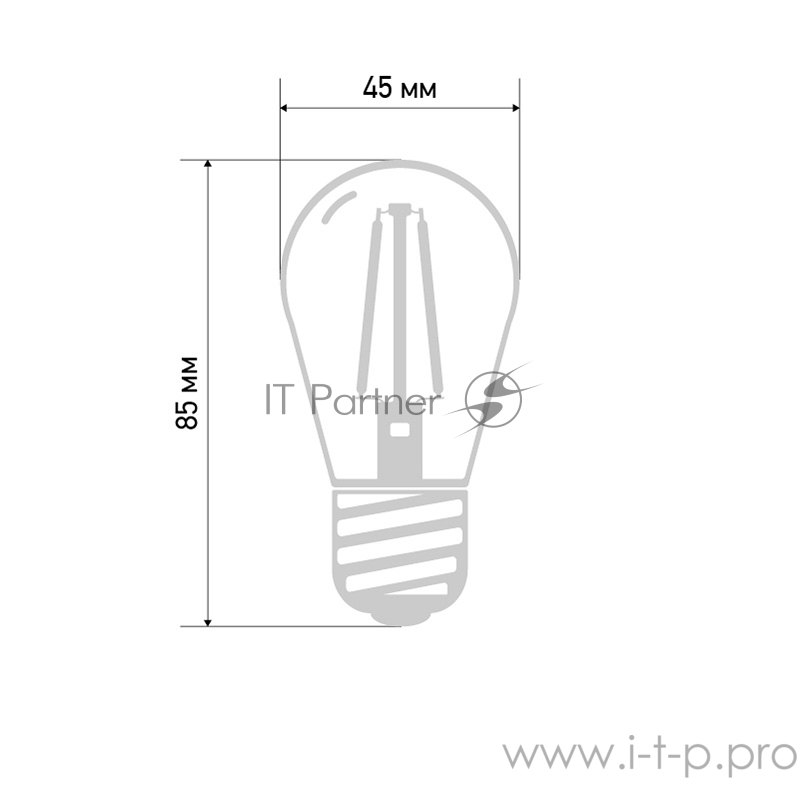 Ретро лампа Filament ST45 E27, 2W, 230В Теплая белая 3000K