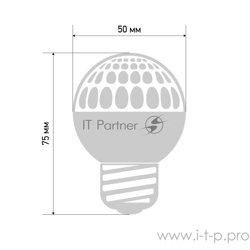 Лампа шар e27 10 LED Ø50мм белая 24В (постоянное напряжение)
