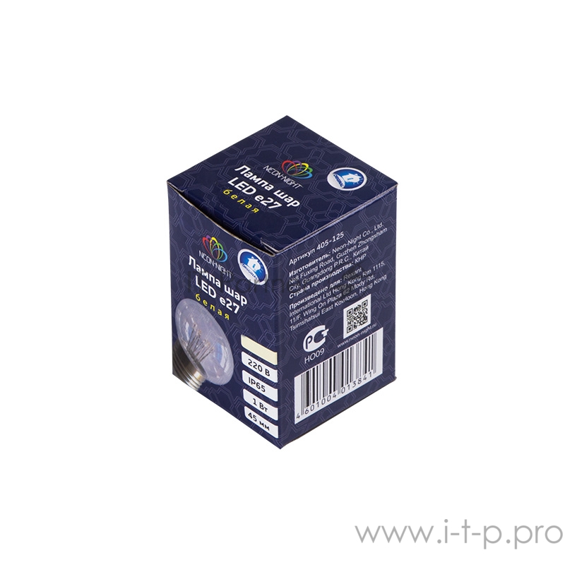 Лампа шар e27 6 LED Ø45мм - белая, прозрачная колба, эффект лампы накаливания